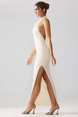 Premium Jersey Cowl Neck Backless Maxi Dress in Ivory