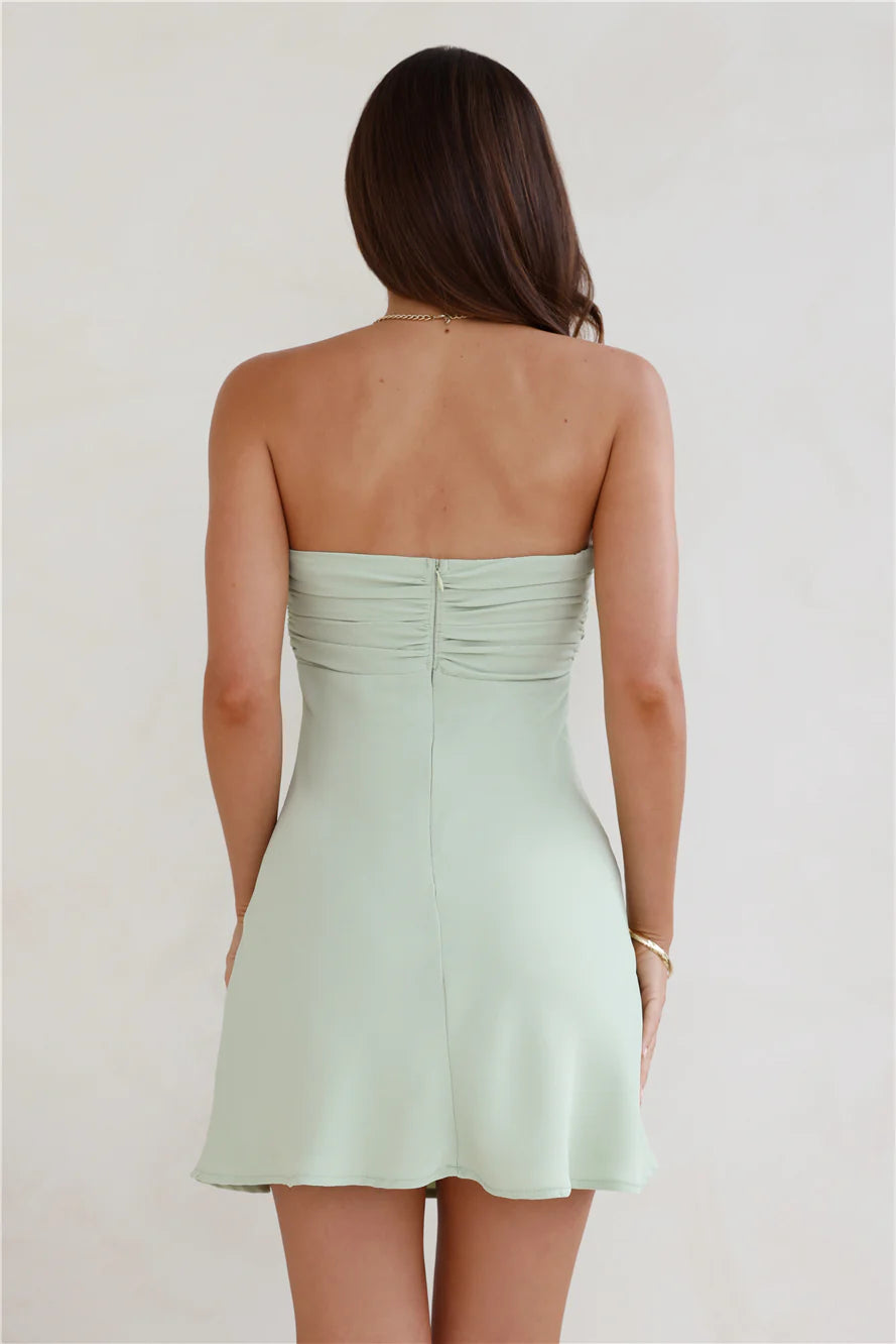 Sultry Vibes Strapless Mini Dress Sage