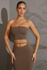 Bandeau-Crop-Top in Taupe