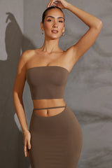 Bandeau Crop Top in Taupe