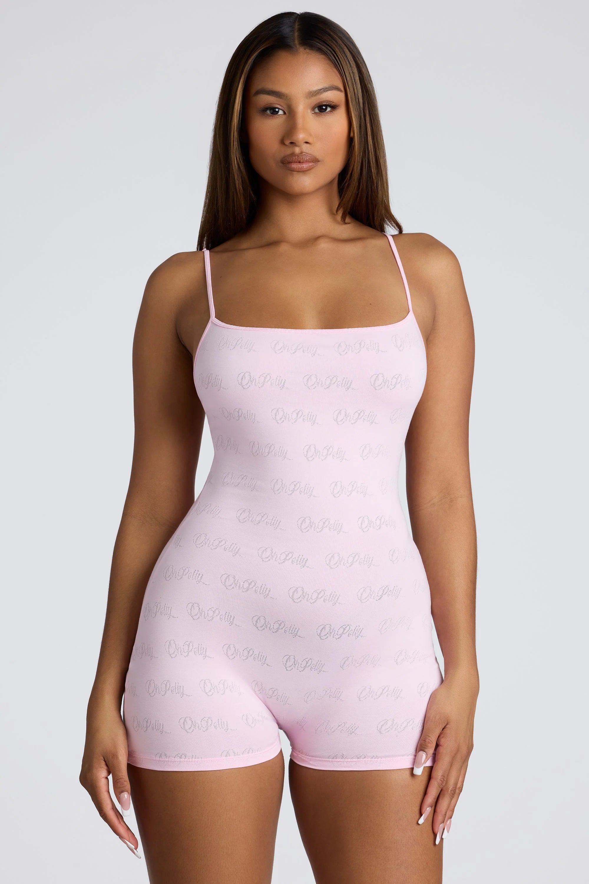 Strappy Low Back Pointelle Romper in Baby Pink