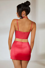 Low Rise Split Mini Skirt in Hot Pink