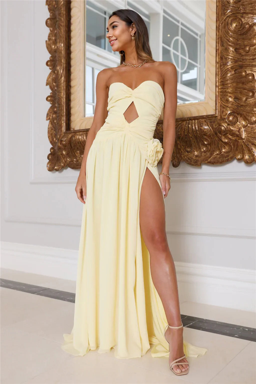 Secret Rose Strapless Maxi Dress Butter