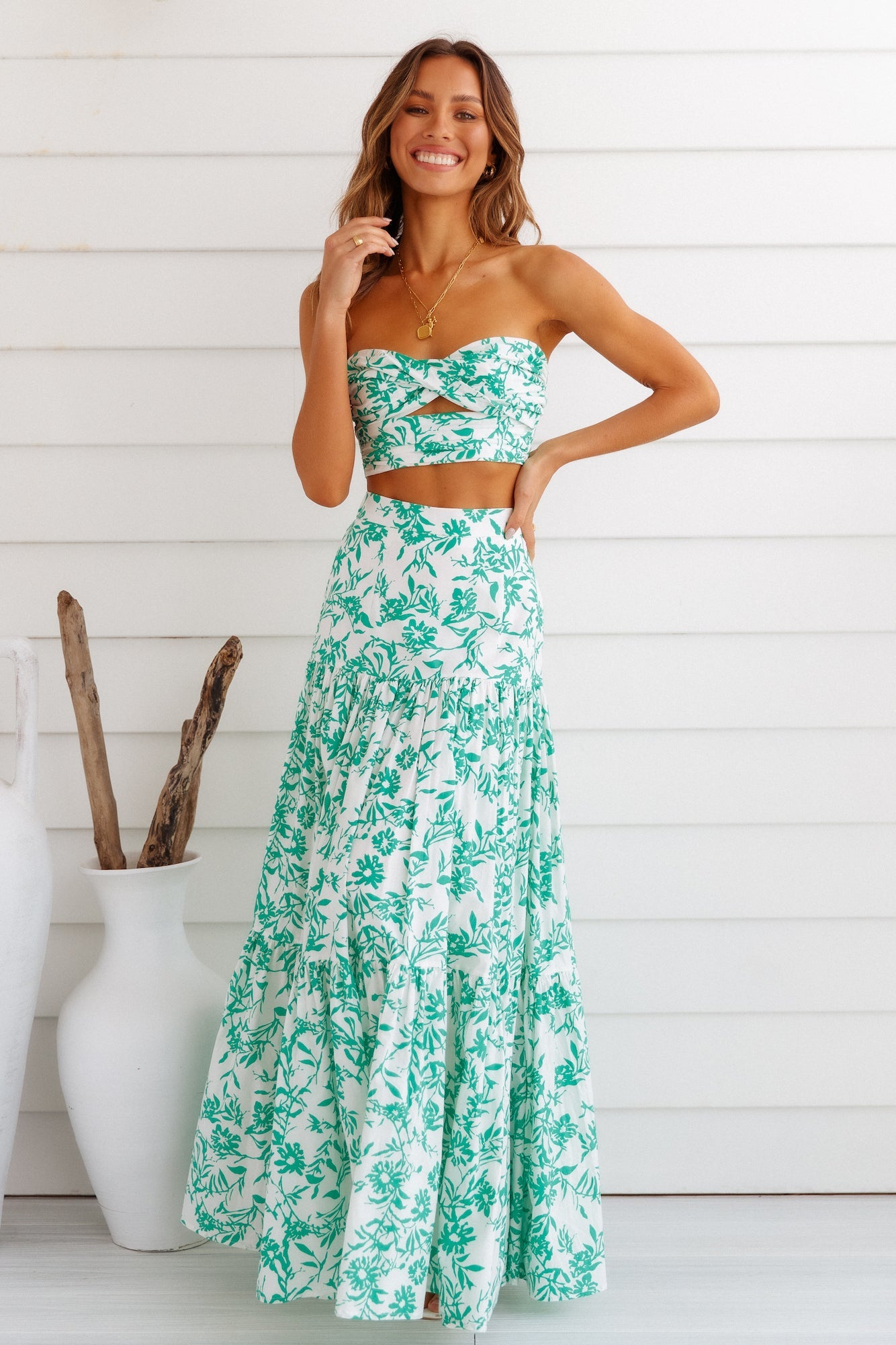 RUNAWAY Ayla Maxi Skirt Green