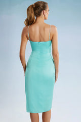 Wrap Midi Dress in Aqua