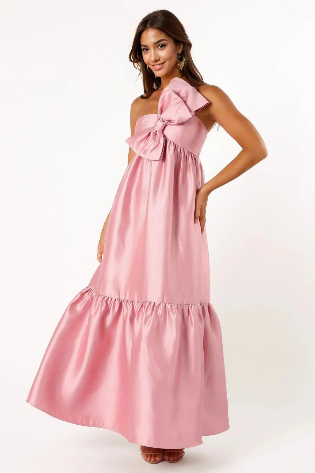 Betina Bow Front Maxi Dress - Dusty Rose