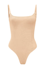 Weicher Mesh-Bodysuit in Beige