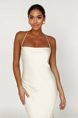 Sydney Straight Neck Slip Maxi Dress - Cream