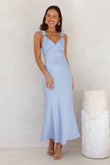 Silken Twilight Satin Maxi Dress Blue