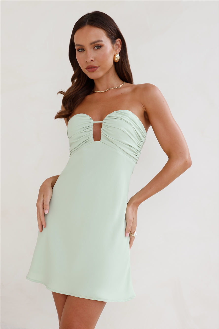 Sultry Vibes Strapless Mini Dress Sage