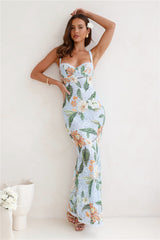 RUNAWAY Serina Maxi Dress Blue Floral