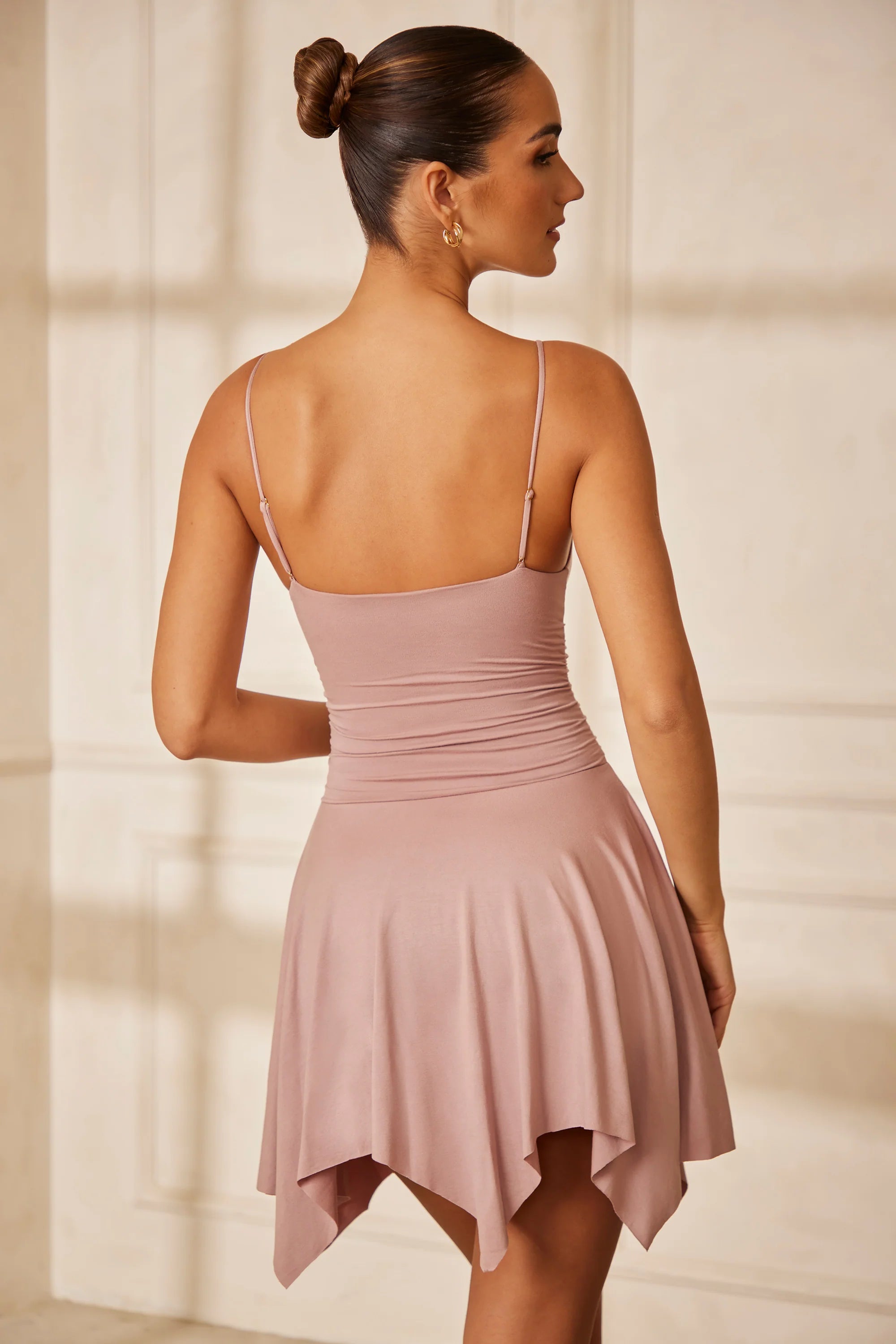 Ruched Mini Dress in Mauve