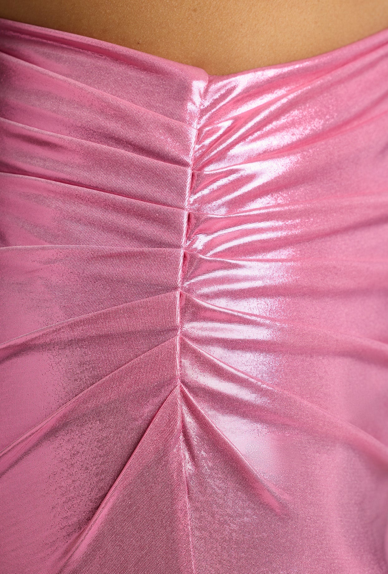 Drapiertes Maxikleid aus Metallic-Jersey in Rosa