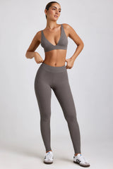 Leggings a vita alta in modal a costine in grigio