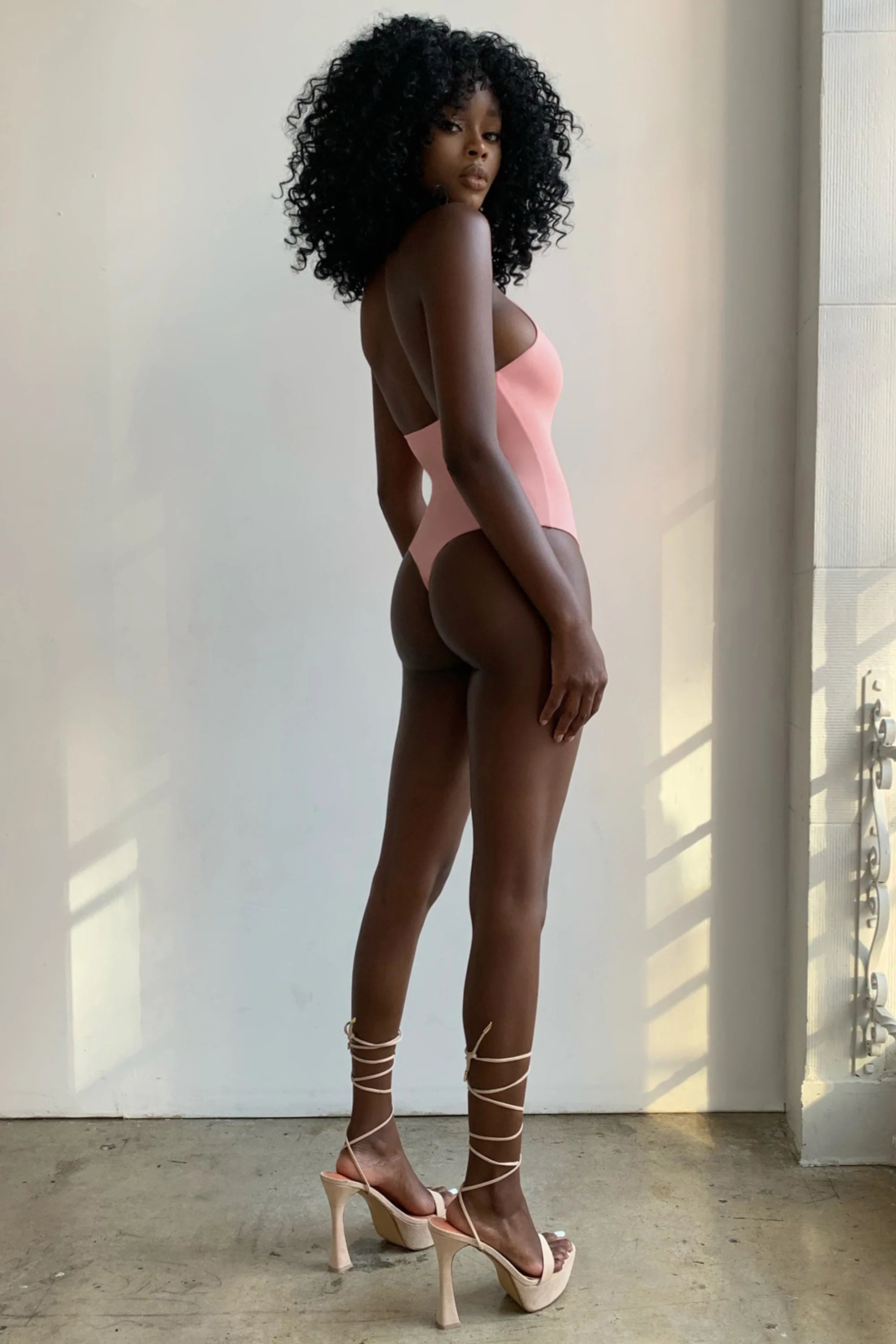 Cross Front Bodysuit in Blush