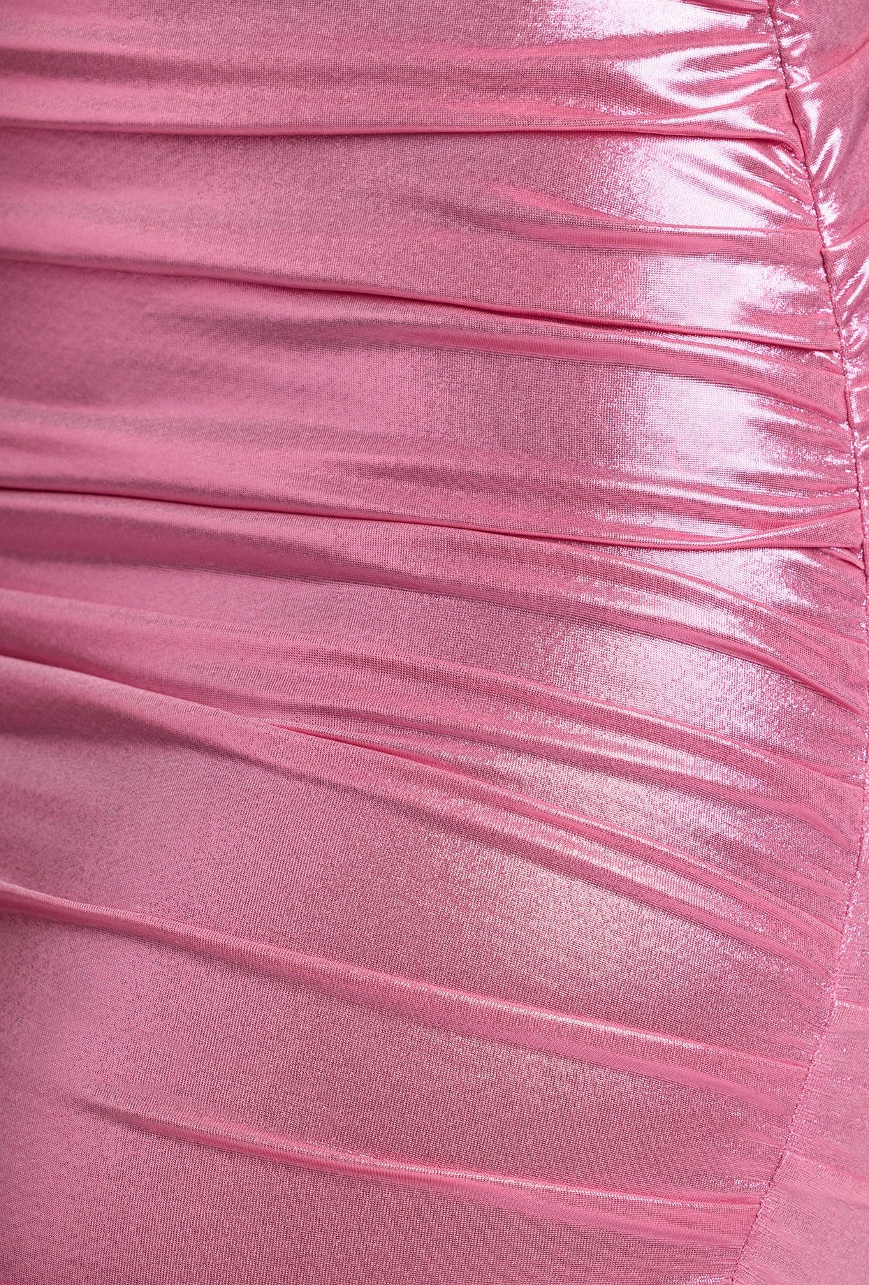 Langärmliges Minikleid aus Metallic-Jersey in Rosa