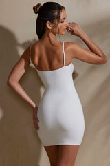 Ruched Bust Mini Dress in White