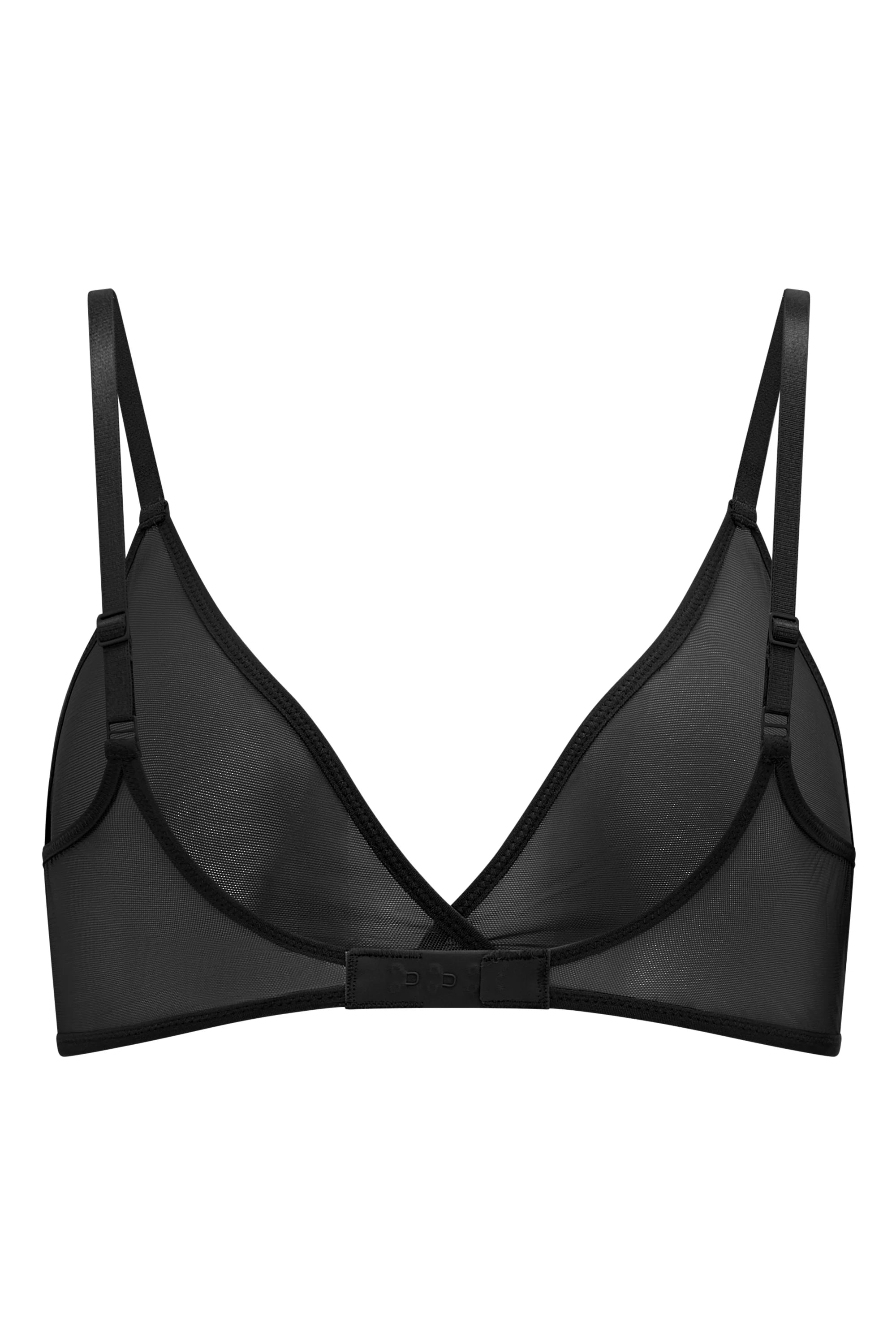 Reggiseno a triangolo a strato singolo in morbida rete in nero