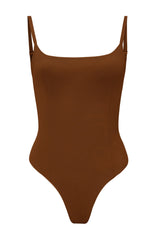 Weicher Mesh-Bodysuit in Kastanienbraun