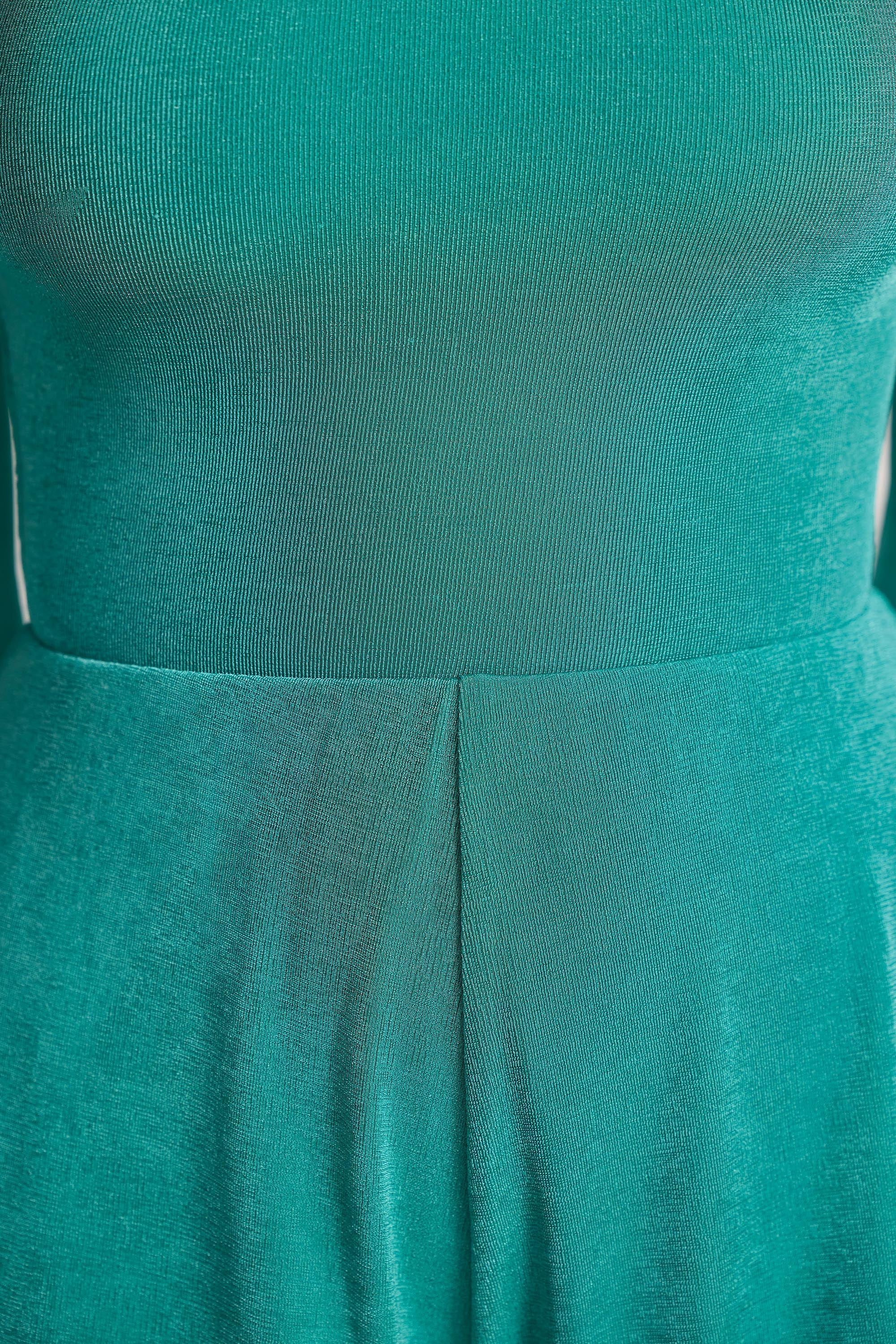 Textured Jersey Asymmetric Cut Out Back Playsuit in Teal