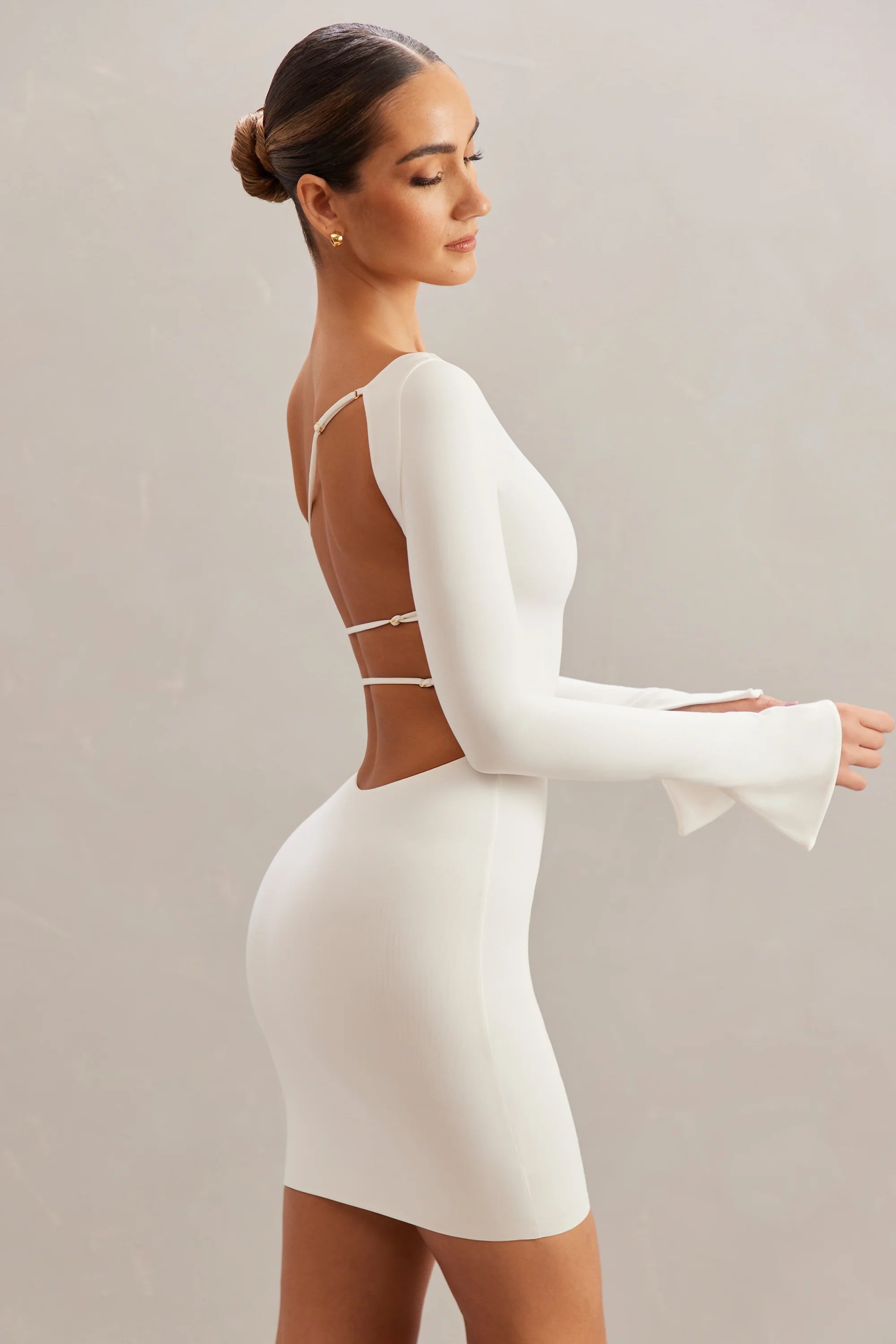 Off The Shoulder Mini Dress in Ivory