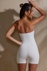 Unitard corta con scollo a fascia in bianco