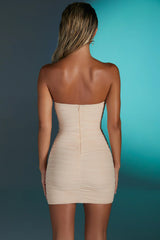 Bandeau Wrap Mini Dress in Sand