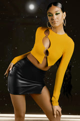 Asymmetric Long Sleeve Top in Yellow