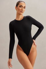 Hochgeschlossener Bodysuit in Schwarz