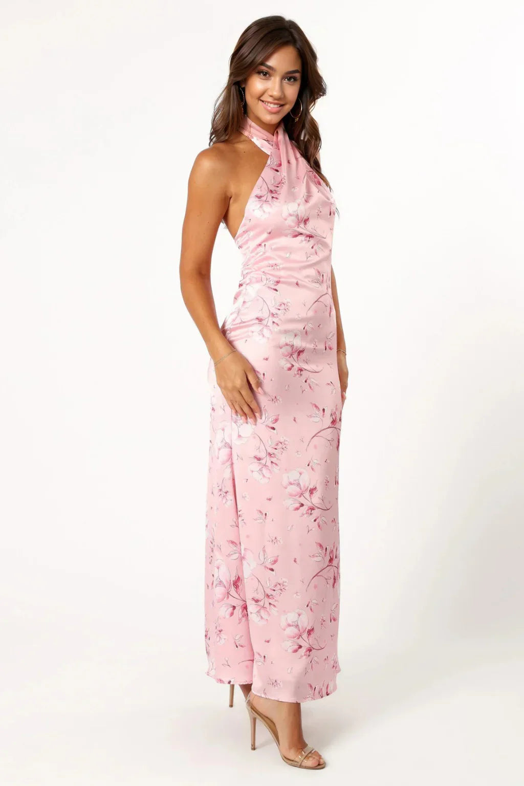 Mila Halterneck Maxi Dress - Pink Floral