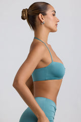 Slinky Jersey Hardware Detail Halterneck Bralette in Sea Green