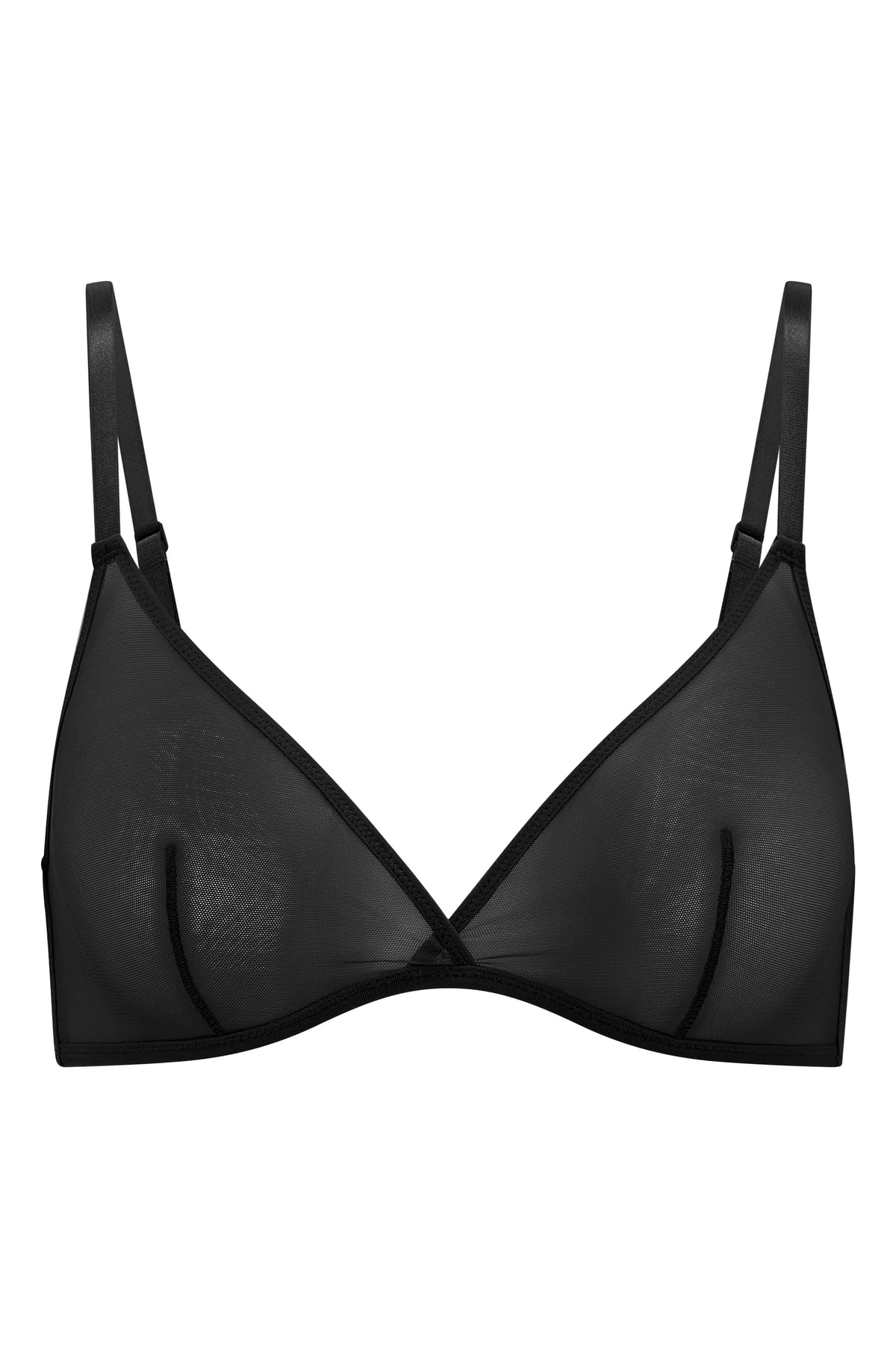 Reggiseno a triangolo a strato singolo in morbida rete in nero