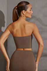 Bandeau-Crop-Top in Taupe