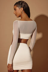 Asymmetric Draped Mini Skirt in Ivory