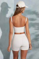 High Waist Biker Shorts in Ivory