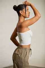 Overlap Bandeau Crop Top in Grey