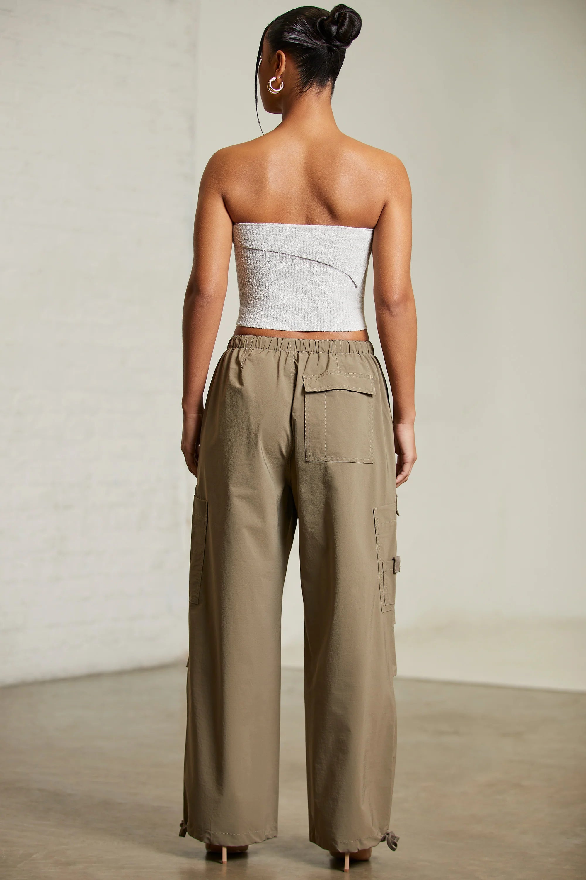 Wide Leg Cargo Trousers in Green