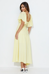 Summertime Heat Puff Sleeve Maxi Dress Yellow