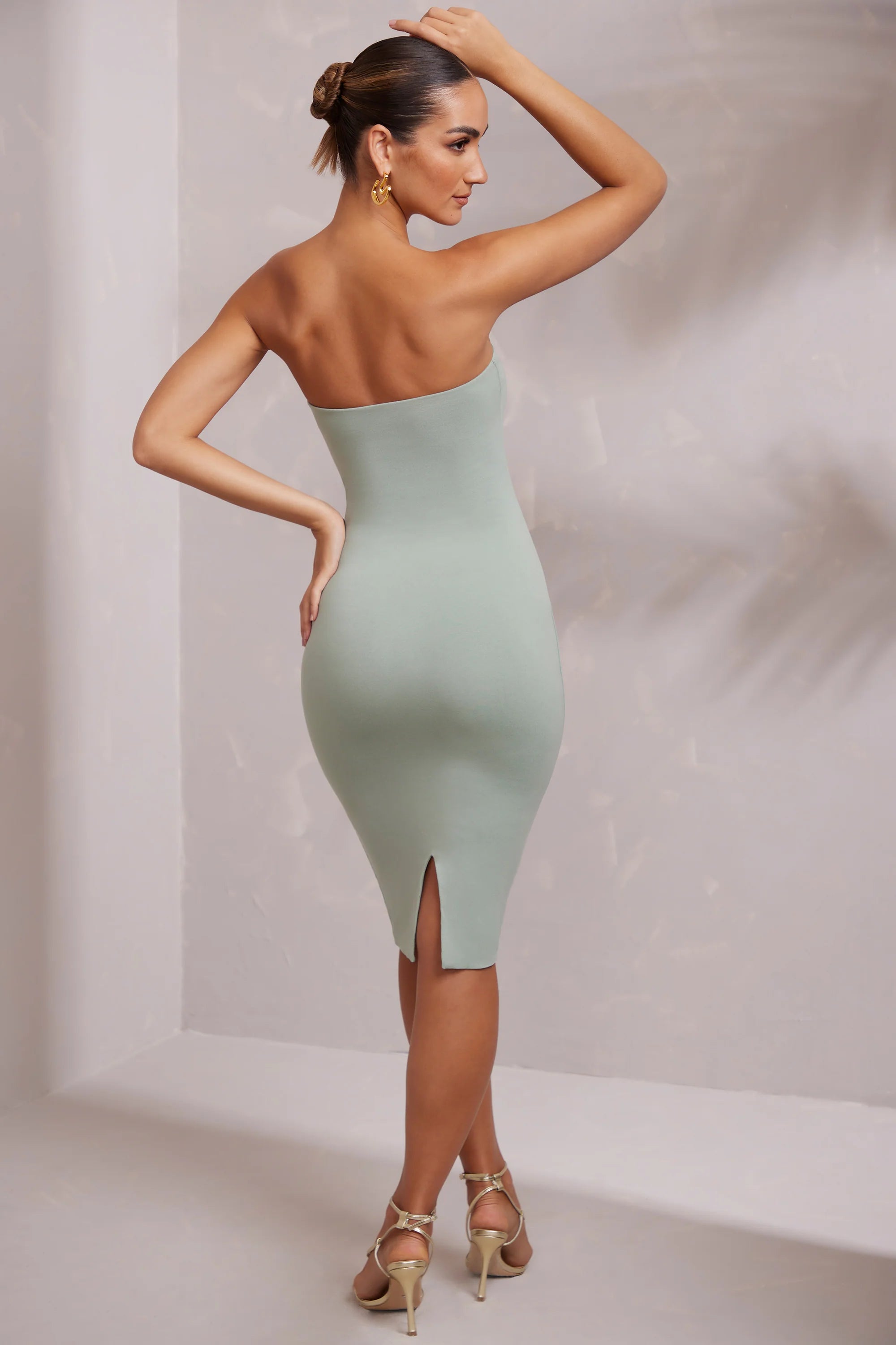 Bandeau Midi Dress in Green