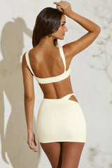 Curved Hem Crop Top in Ivory