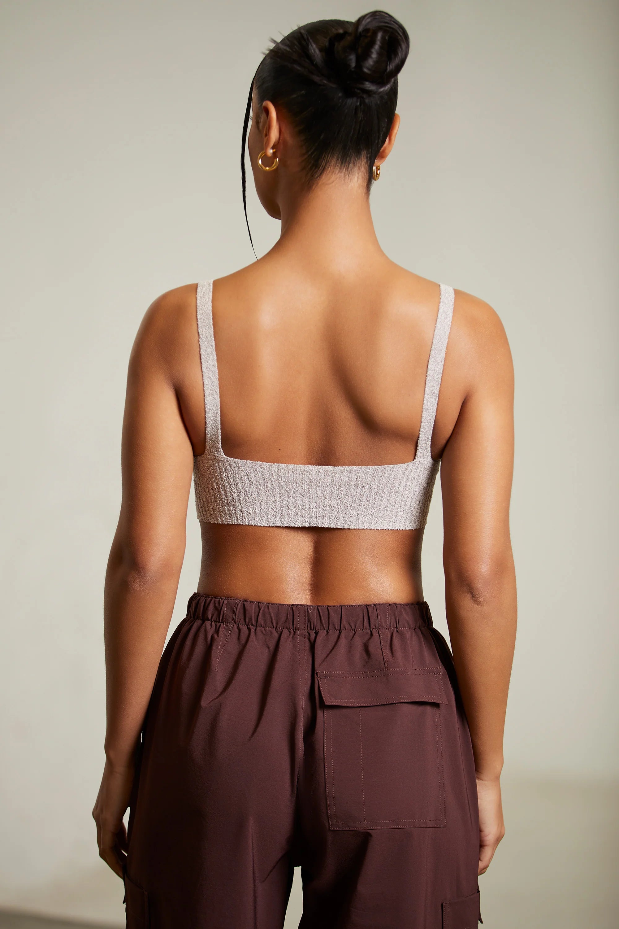 Curved Neck Crop Top in Mocha