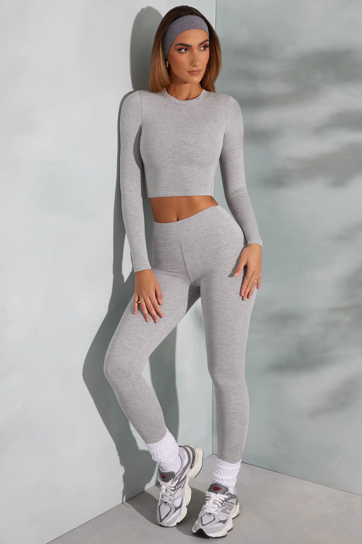 High Waist Leggings in Marled Grey