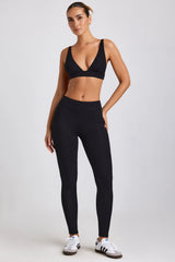 Gerippte Modal-Leggings mit hoher Taille in Schwarz