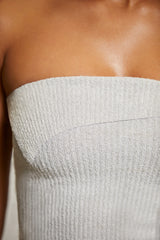 Überlappendes Bandeau-Crop-Top in Grau