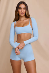 Long Sleeve Shrug in Sky Blue