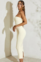 Strapless Flared Hem Midaxi Dress in Ivory