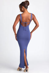 Modal Square Neck Low Back Maxi Dress in Navy