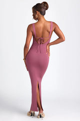 Modal Square Neck Low Back Maxi Dress in Plum