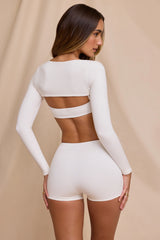 High Waist Hot Pant Shorts in White