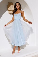 Signal My Way Tulle Midi Dress Blue